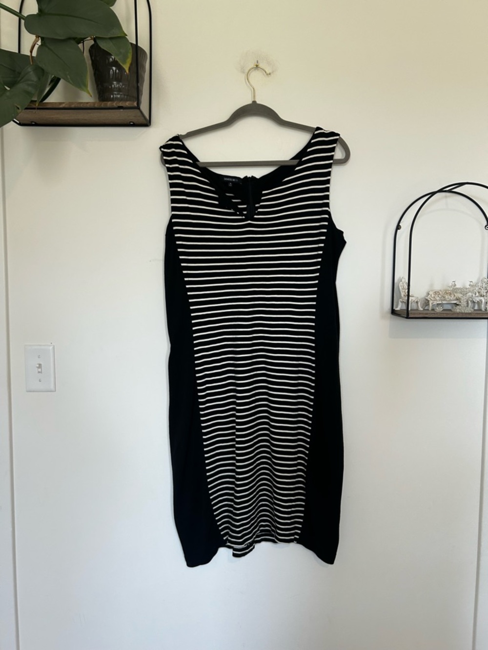 Lafayette 148 New York Black & White Striped Knee Length Sheath‎ Dress Size XL